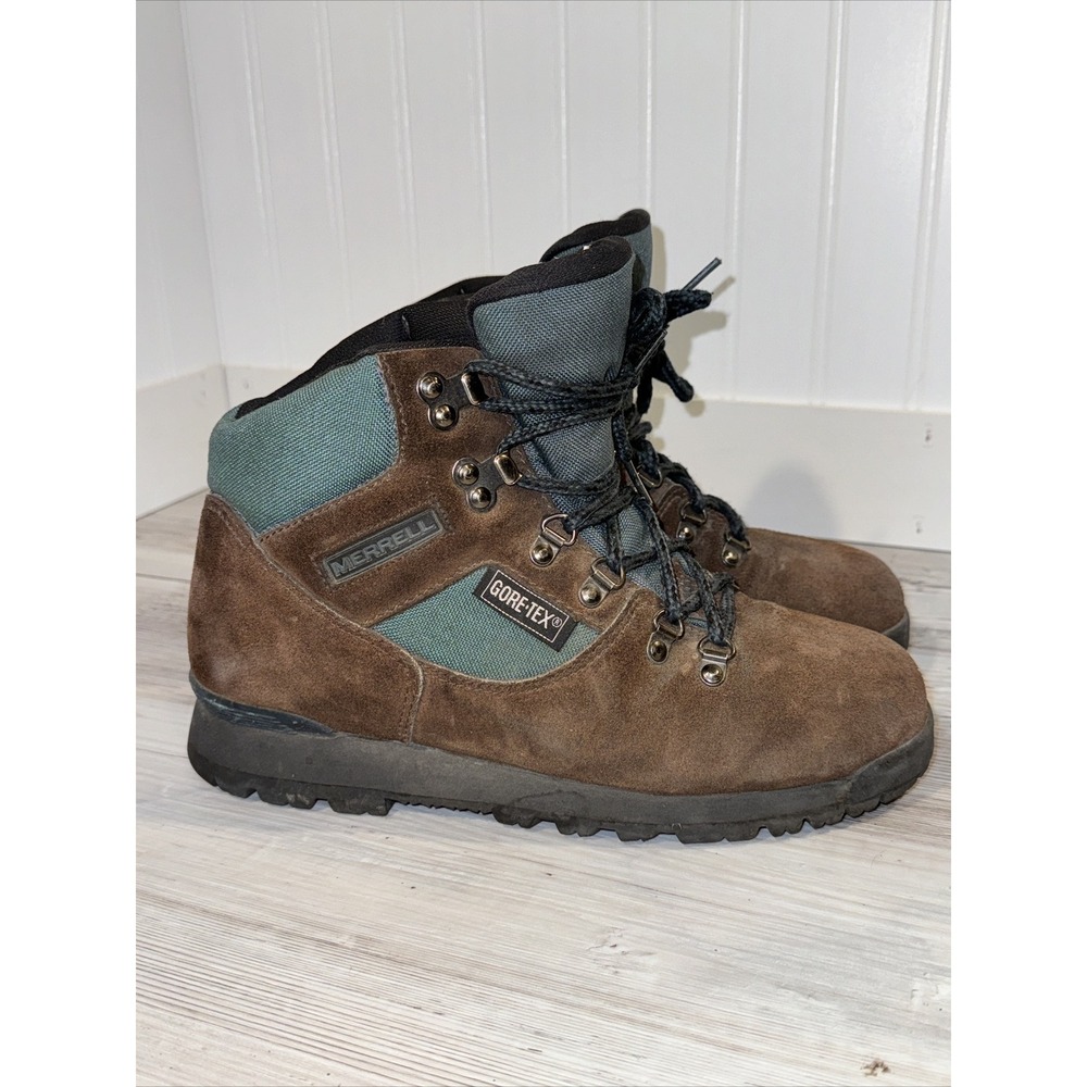 Merrell Nova GTX II Woman Gore-Tex Boots Brown Green 7.5 M Suede‎ Hiking Trail